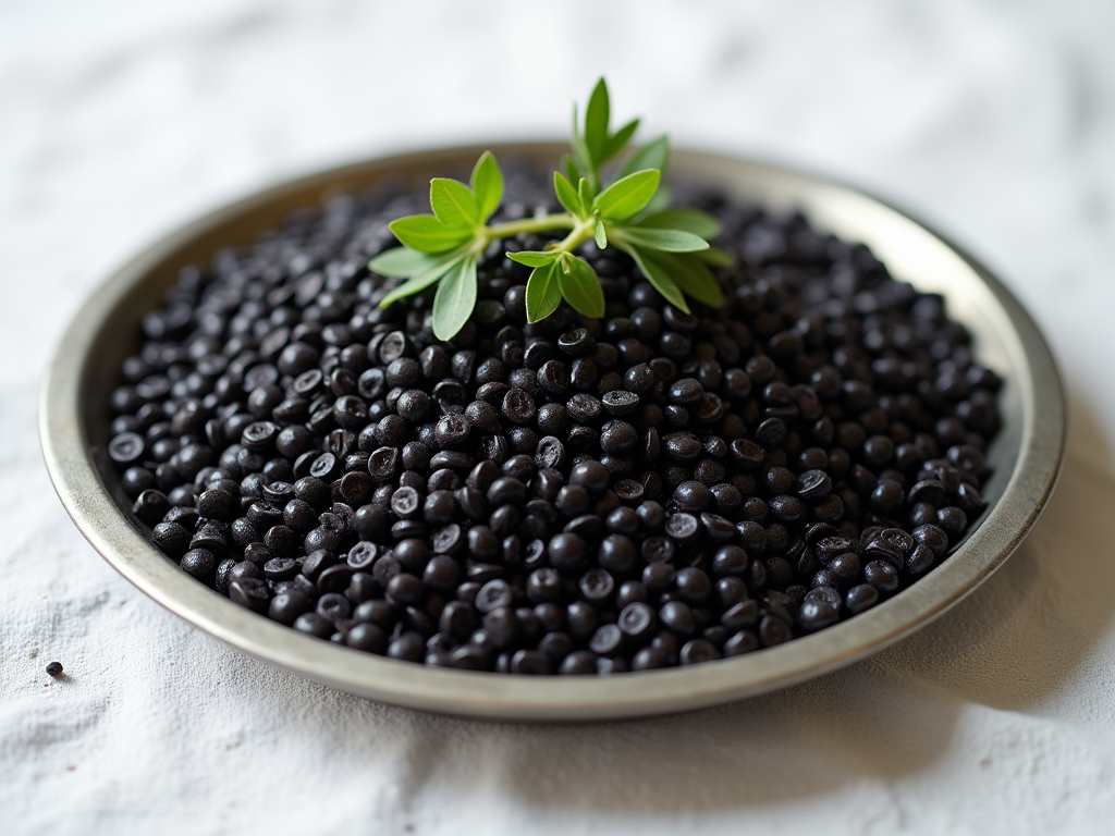 Raw black lentils
